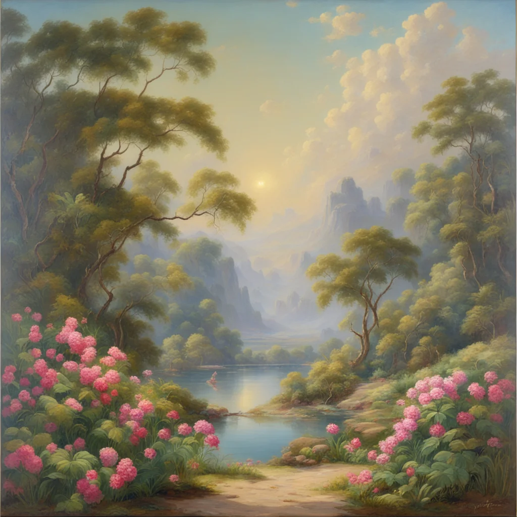 Garden of Eden gorgeous landscape painting by Henry John Boddington w 384