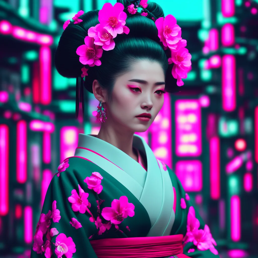 Geisha cyberpunk kimono portrait Realism Otherworldly volumetric artwork by Alena Aenami Lumen Reflections unreal engine