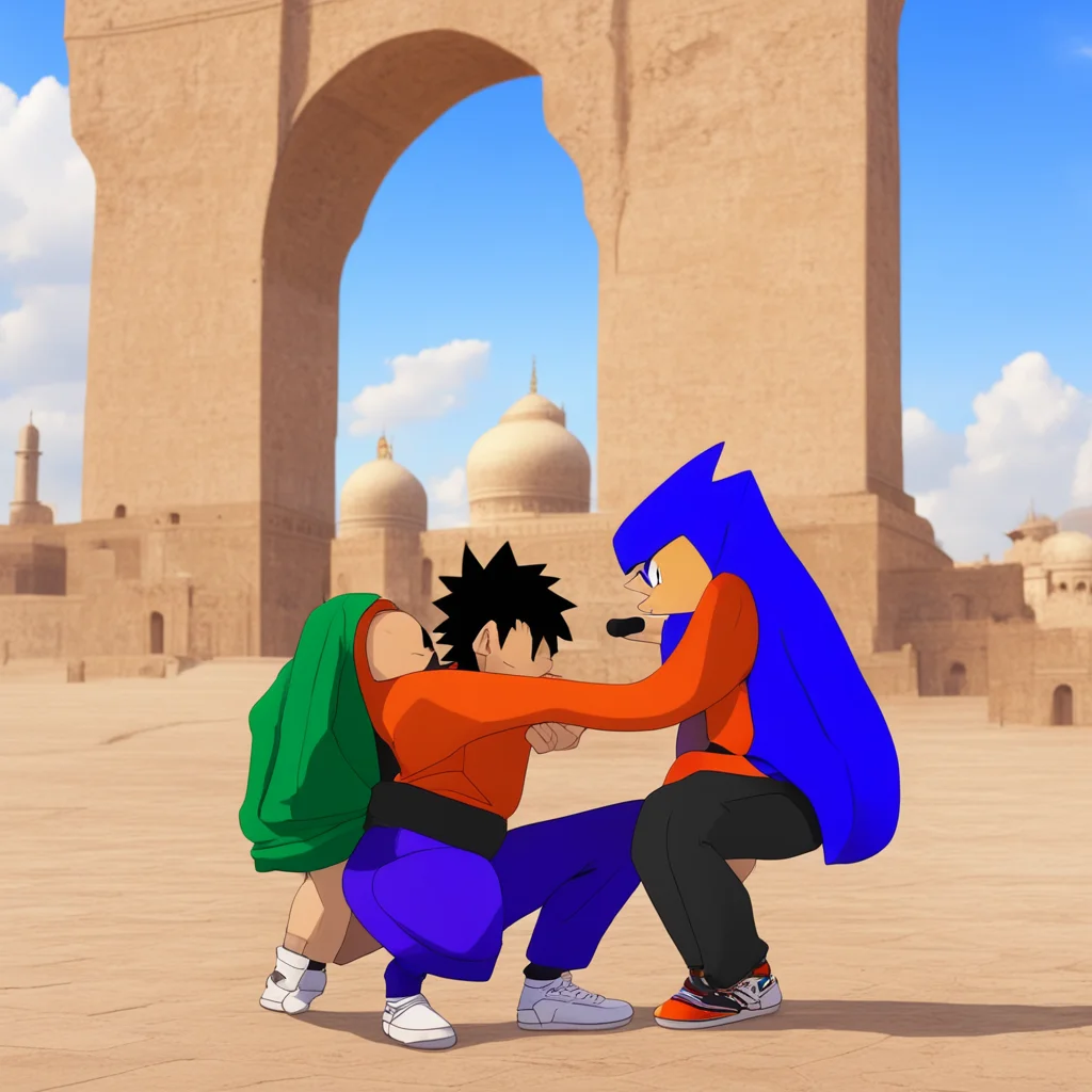 Gerald hanging out with naruto and sonic kissing infront of the taj mahal