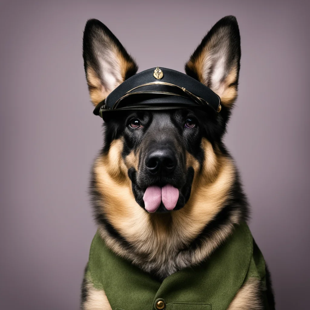 German Shepherd dressed as WWII German officer uplight