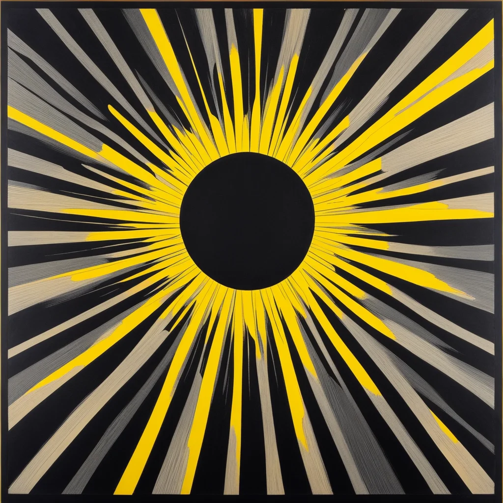 German expressionism one single woodcut sun solar rays ecstatic Orange Sun Yellow Rays Black World w 1920 h 1020