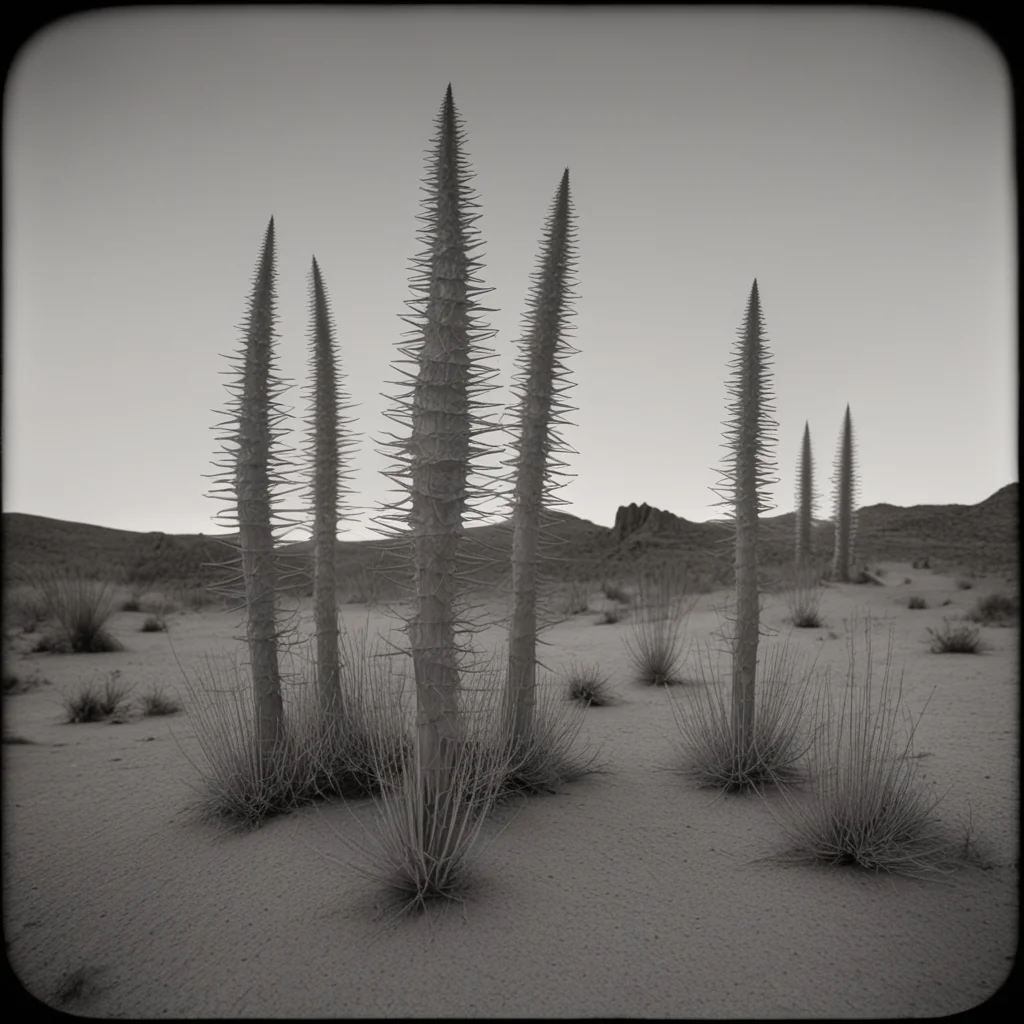Giant Diatoms skeletal structures in Hoodoo Desert cinematic low angle duskverydetailed by Ansel Adams Tintype 1800s ar 