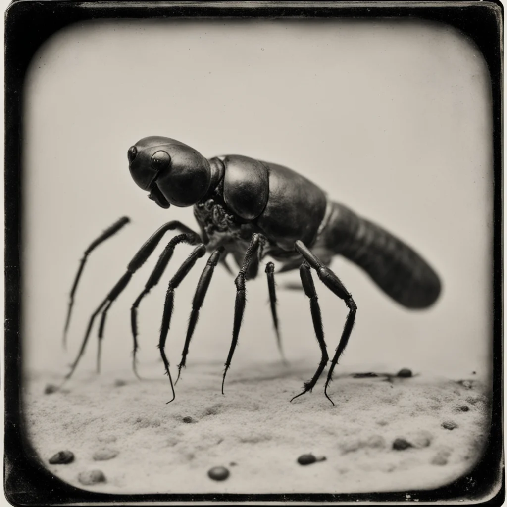 Giant Flea with Reliquary on back realisticby Ansel Adams Tintype 1800s ar 169