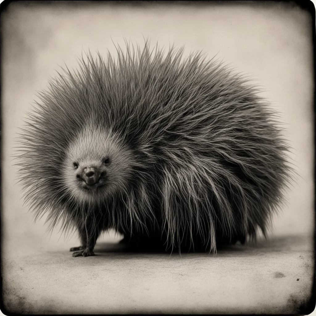 Giant flea porcupine hybrid realistic very detailed by Ansel Adams Tintype 1800s ar 169