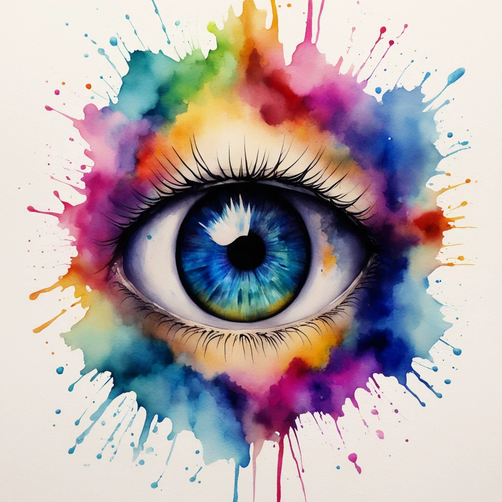 Gods eye concept art beautiful watercolor on textured paper splashes of paint w 1792 h 1024