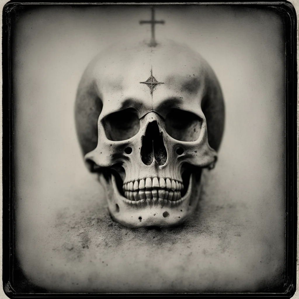 Gothic Skull Church Diatom Volumetric Lighting high detail Tintype 1800s