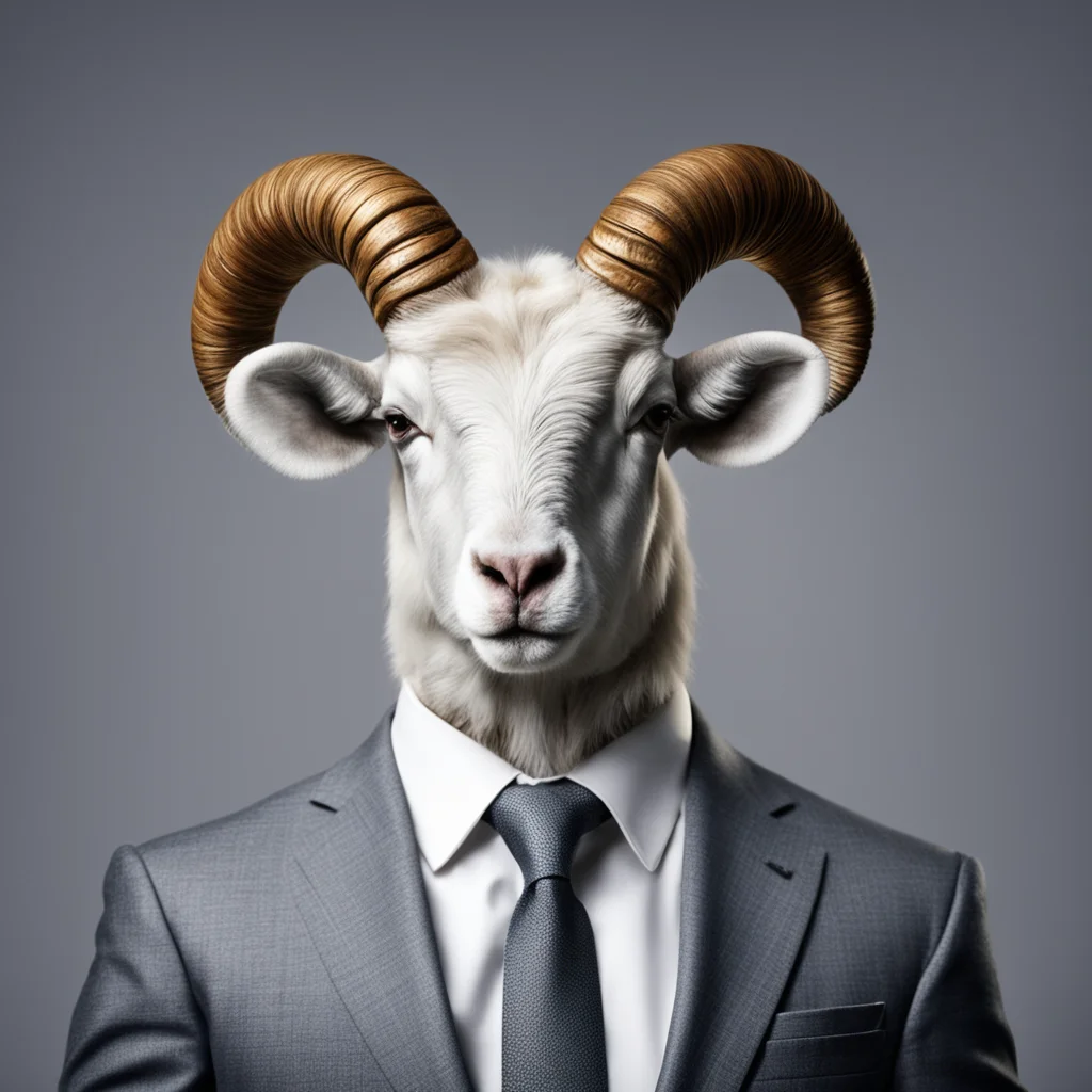 Handsome Ram in a suit with silver horns