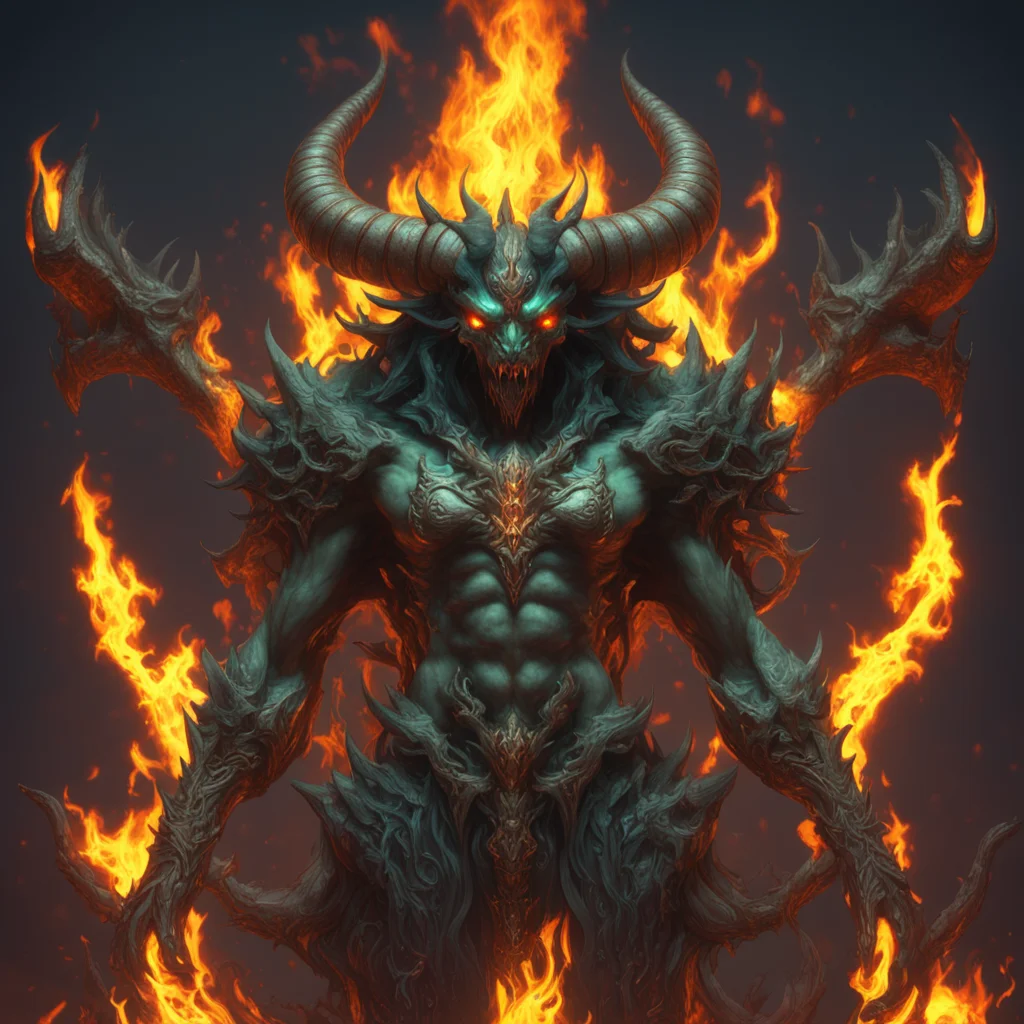 Highly detailed symetrical stunning image of a Diablo4 demon natherezim pitlord Burning fire four cat eyes nighthaunt et