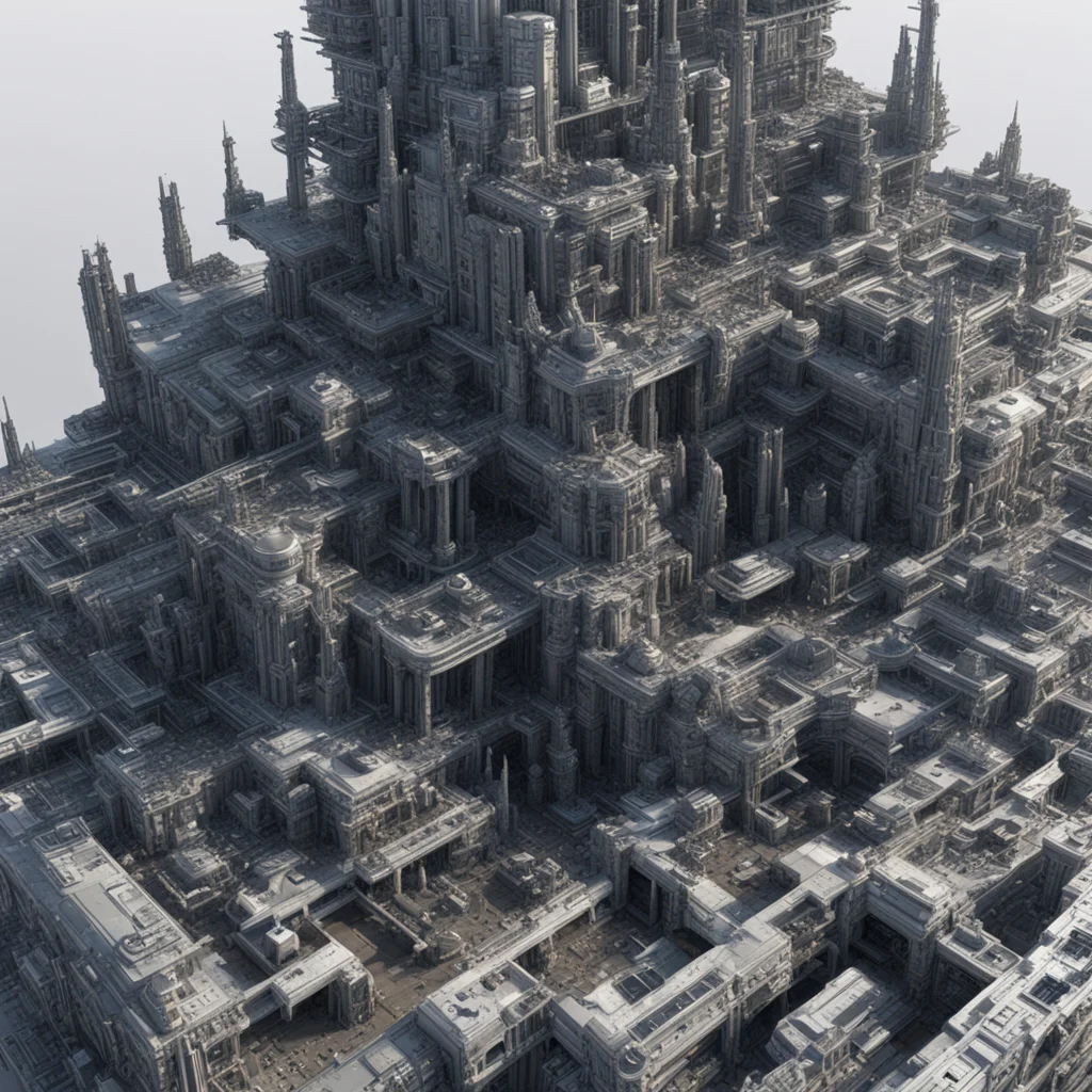 Highly detailed variety of science fiction greeble redshift octane render 3d