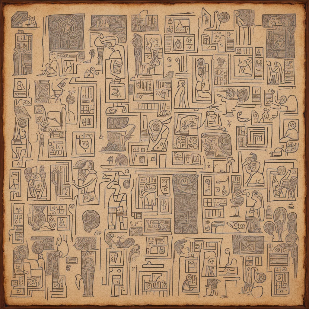Hittite mythology symbols ancient mystical figures Luwian hieroglyphs painting in the style of Jean Michel Basquiat ar 2