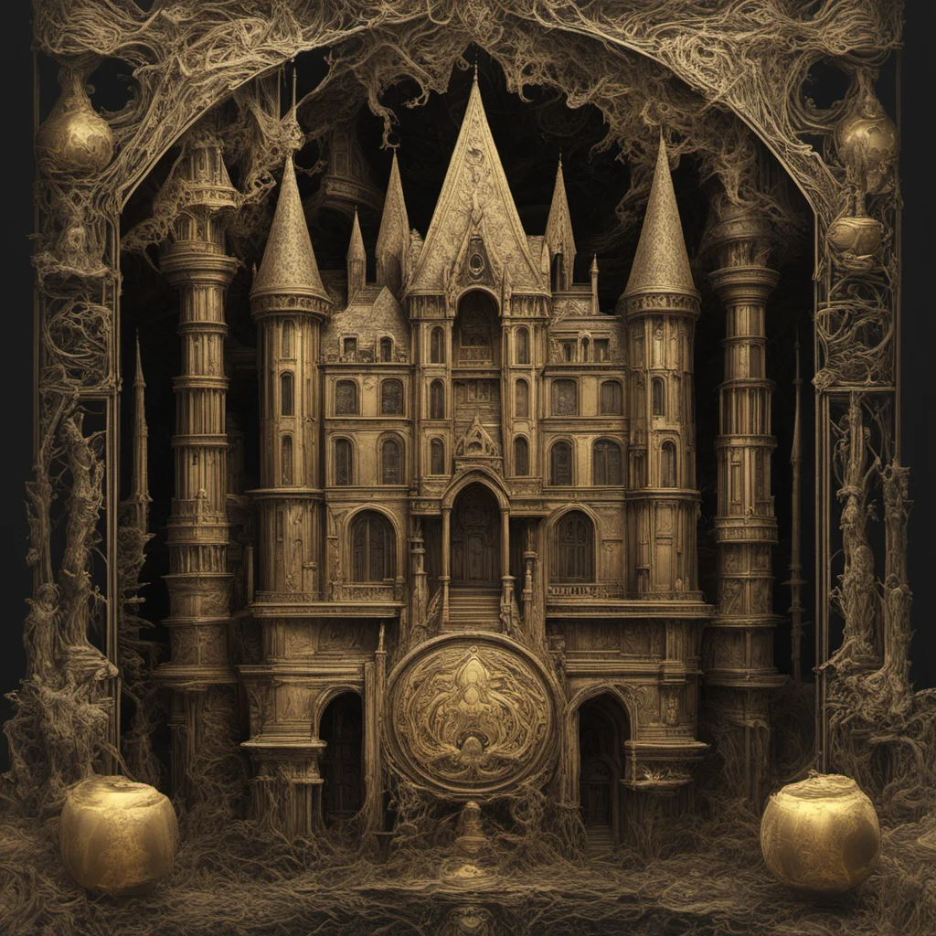Hogwarts School of Witchcraft and Wizardry Gryffindor House the magic secrets that flow out Black paper with Intricate and vibrant Gold line work Tarot Ca