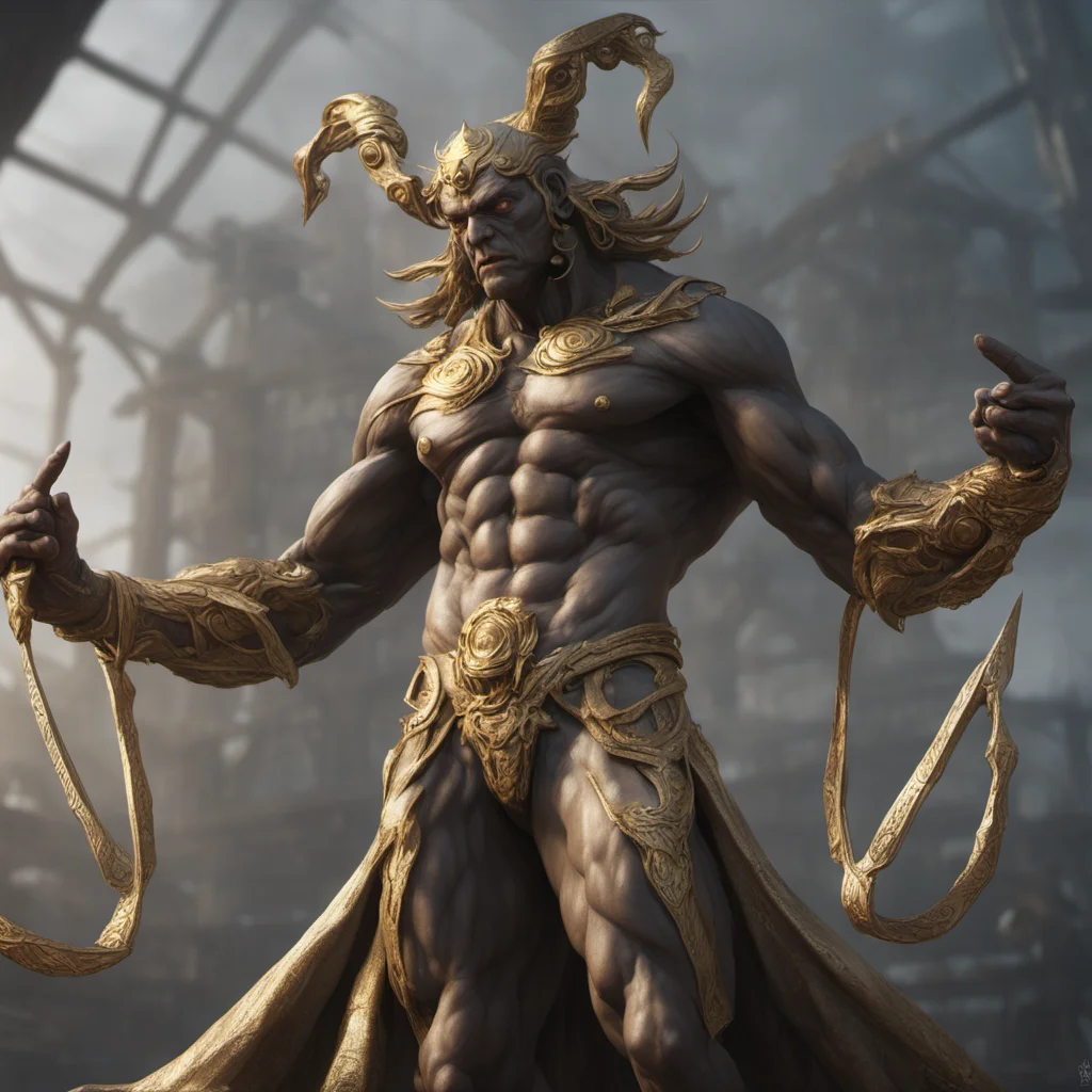 Homunculus statue muscular black background gold lines  Highly detailed epic composition magic the gathering card Epic scale post processed 4k Octane r