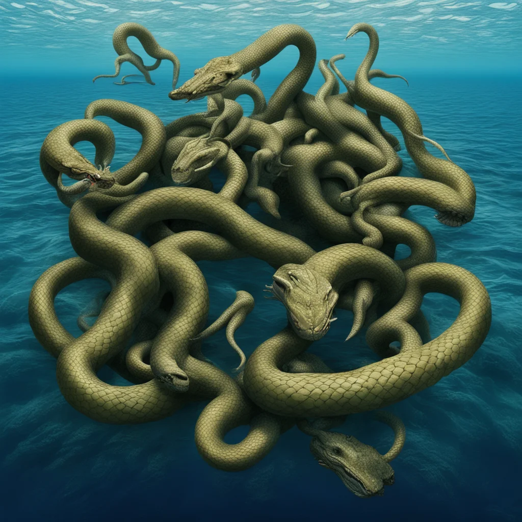 Hydra snake many heads ocean creature