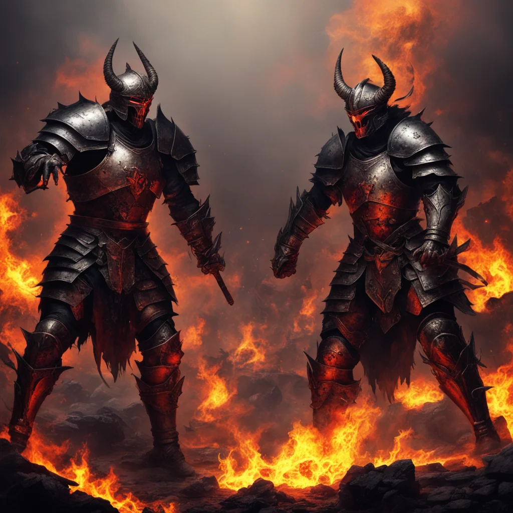 In hell demons in armor duel with warriorsw1280h720