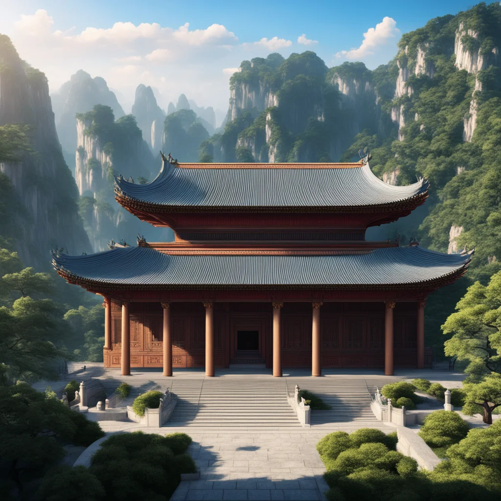 In the universe hyperrealistic palace in China in a great landscape in the style of Li Bai breath of the universe style 