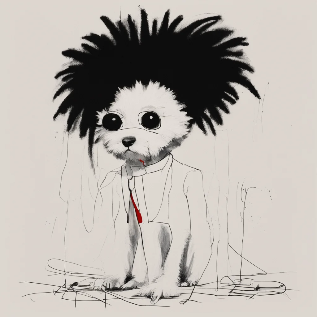 Jean Michel Basquiat draws bichon 4k —w 1920 —h 1080