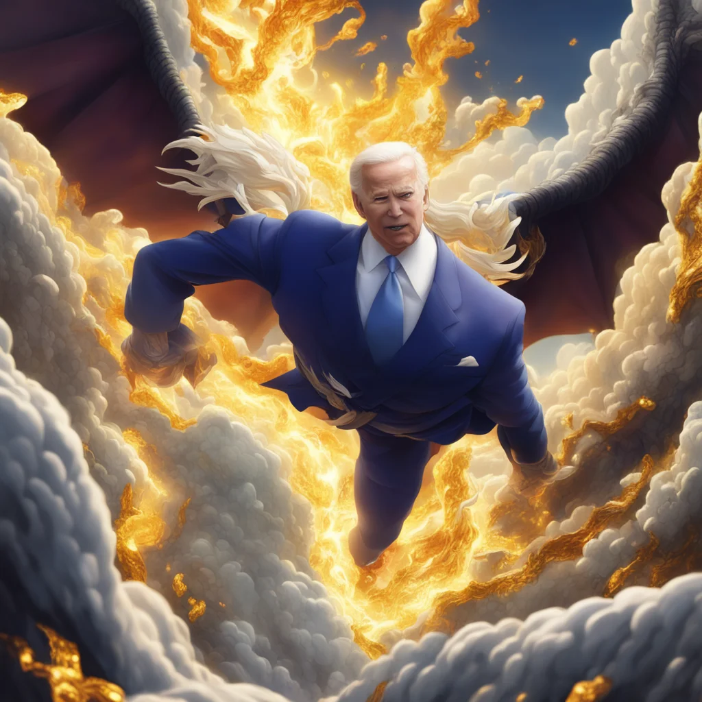 Joe Biden fighting Donald trump dragon ball z with three cliffs growing out of the abyss white and glossy gold accents i