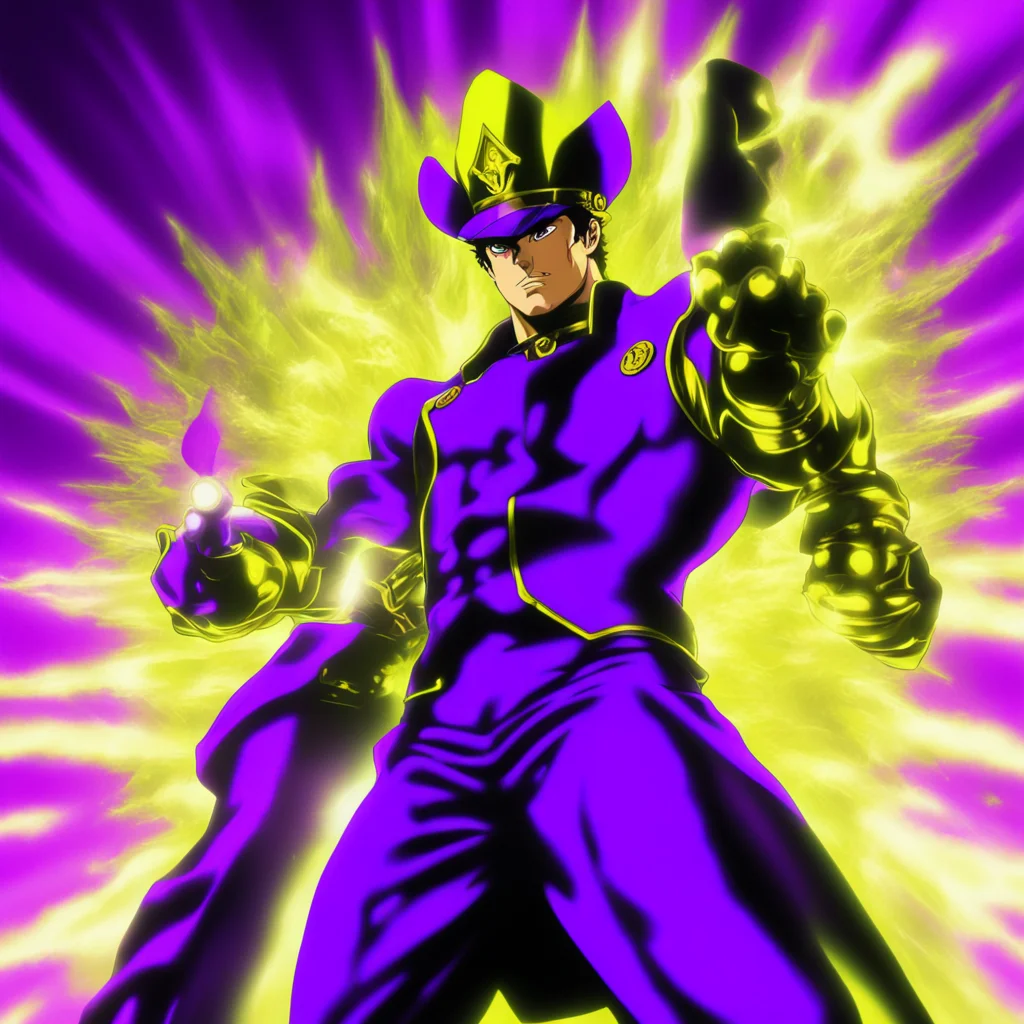 Jotaro with his stand Star Platinum Jojo stand power aura effect wide view movie poster David Production ar 169