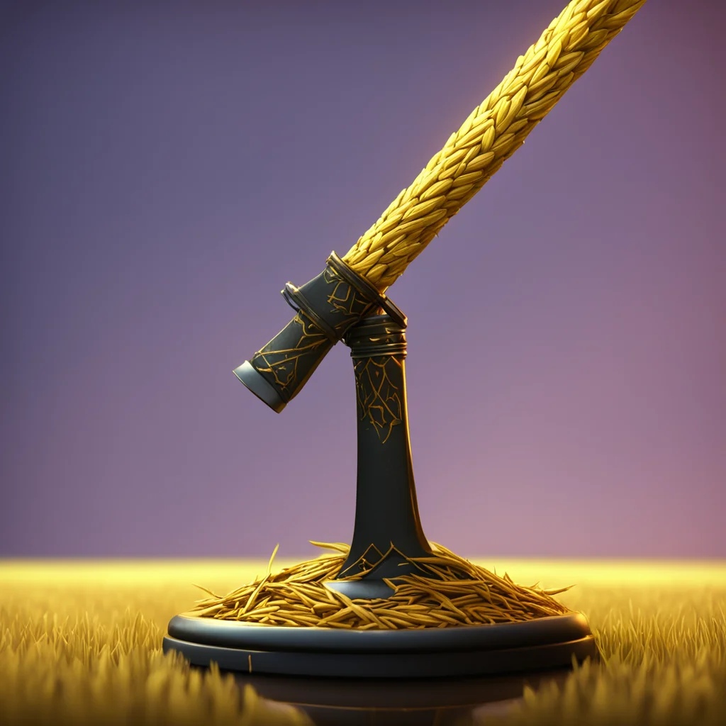 Katana made of wheat fortnite style videogame style dramatic lighting on pedestal 8k render —ar 169