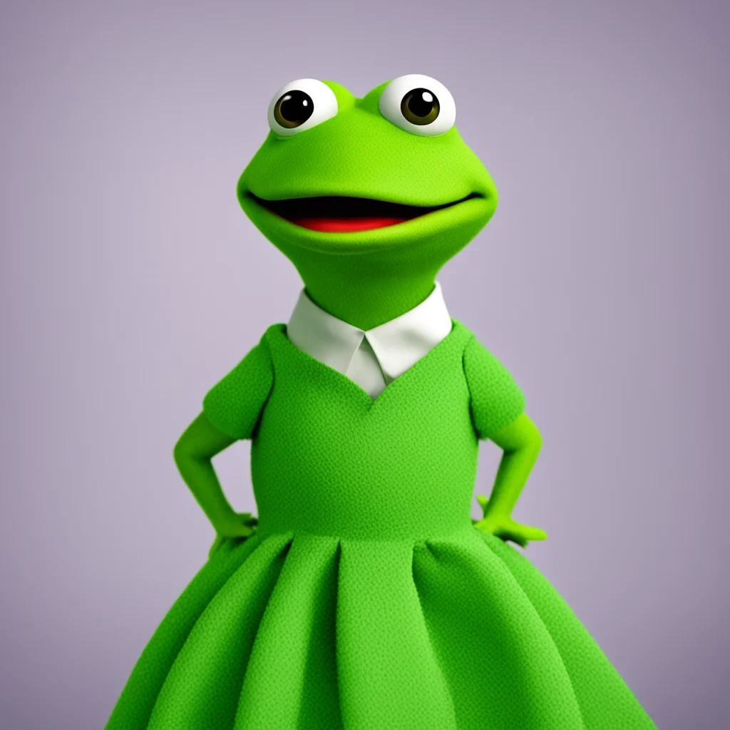 Kermit the frog in a green cute dress