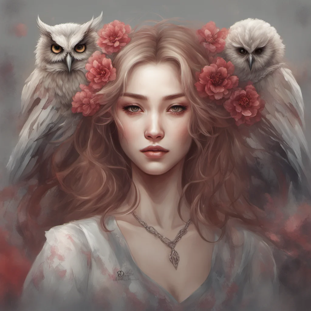Korean woman fantasy beautiful face and eyes concept art artstation painterly muted colors cool colors red flower blond hair symmetrical portrait an 