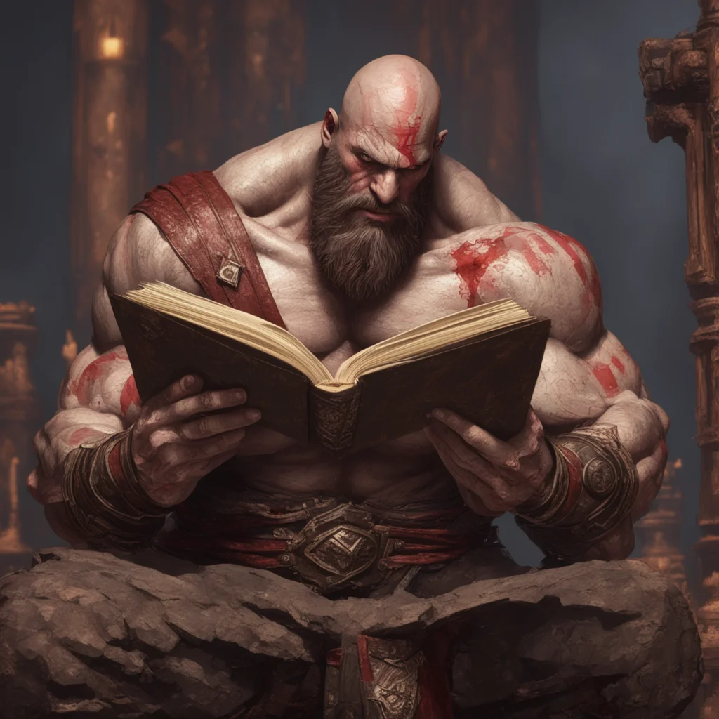 Kratos reading a book in the style of craig mullins ll