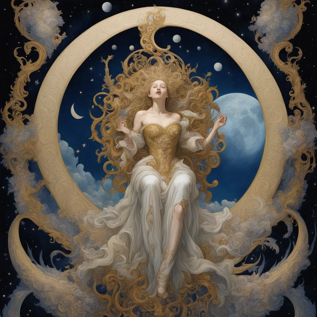 Lisa on Moon Singing Opera highly detailed and intricate golden ratio hypermaximalist ornate luxury elite matte painting