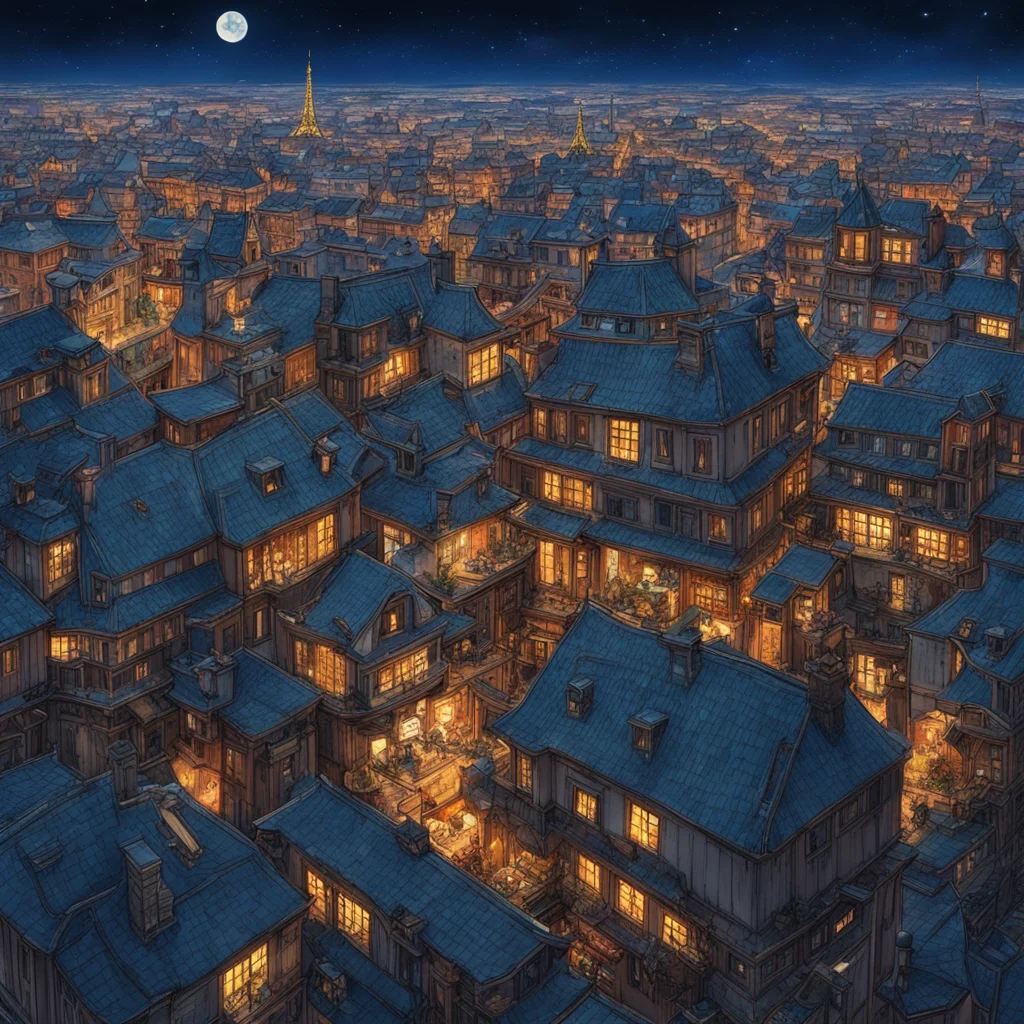 Looking Out the Window of a Parisian apartment from above background looking down on renowned parisian crowded roofs of 