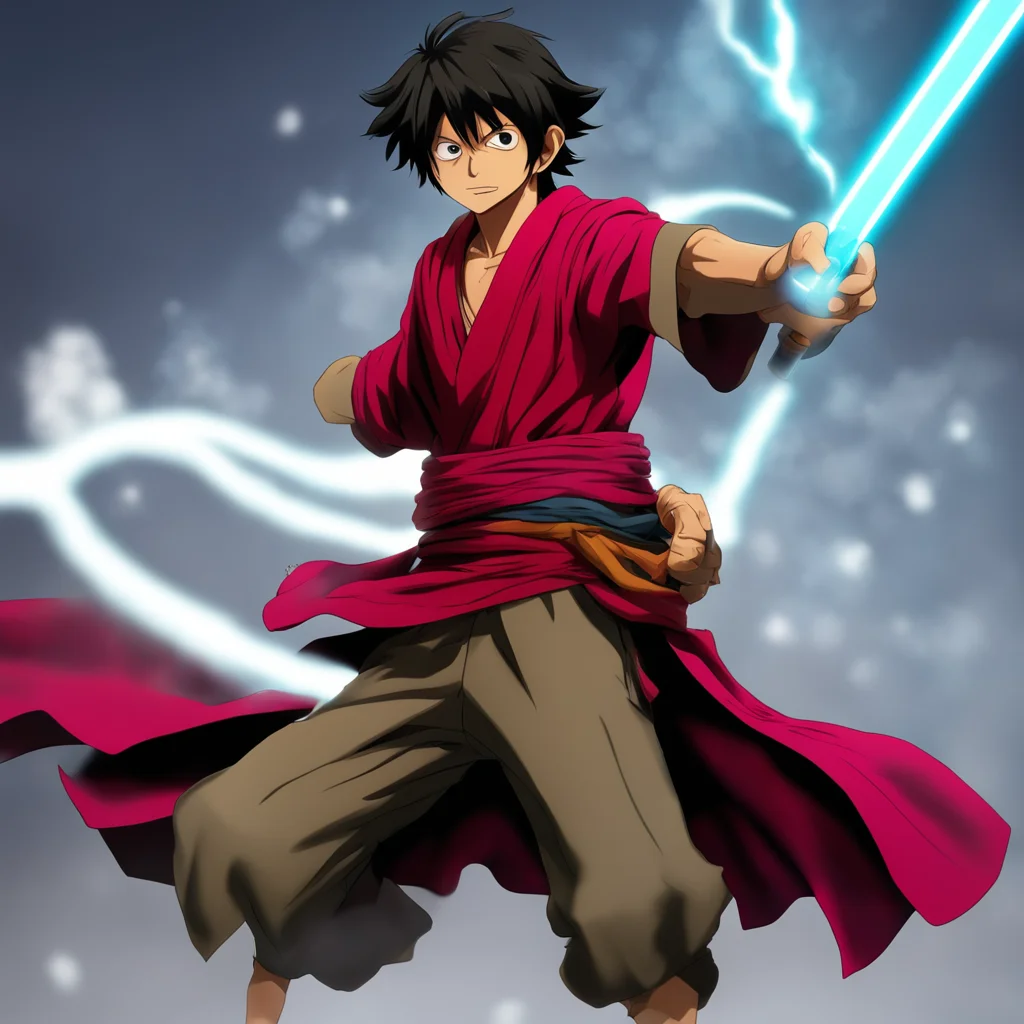 Luffy from one piece as a Jedi cinematic dynamic pose
