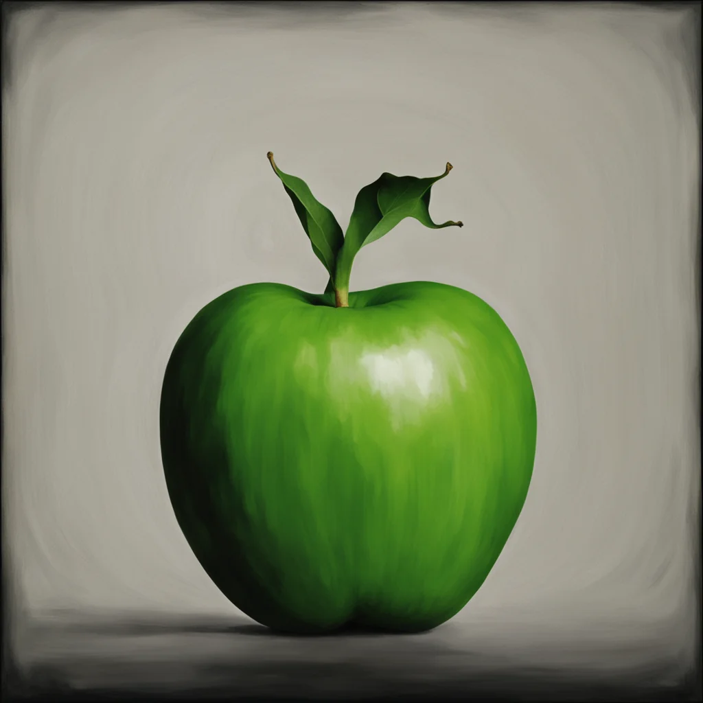 Magritte green apple over David Lynchs face