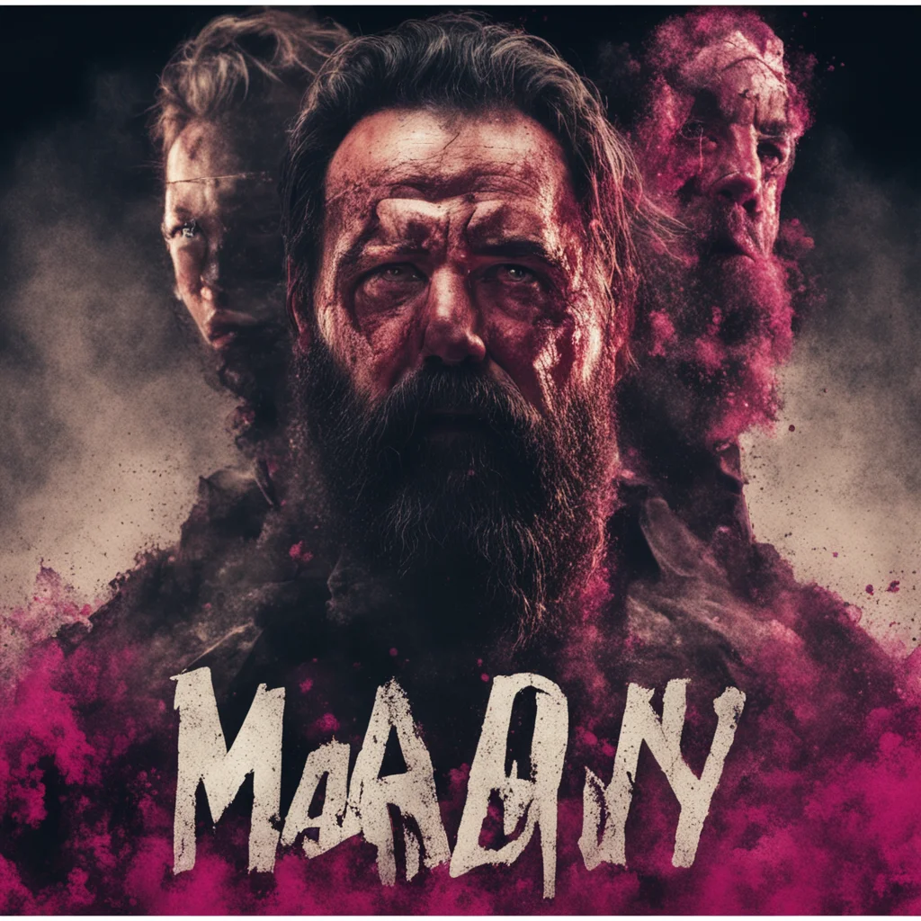 Mandy style film poster style with action actor and boos