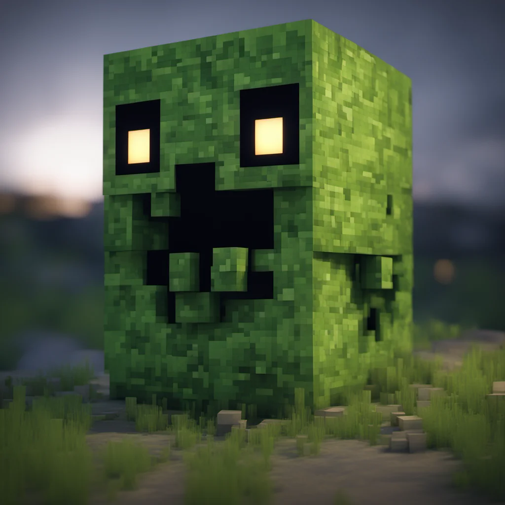 Minecraft in real life Minecraft creeper octane render realistic night scary pixels ar 169