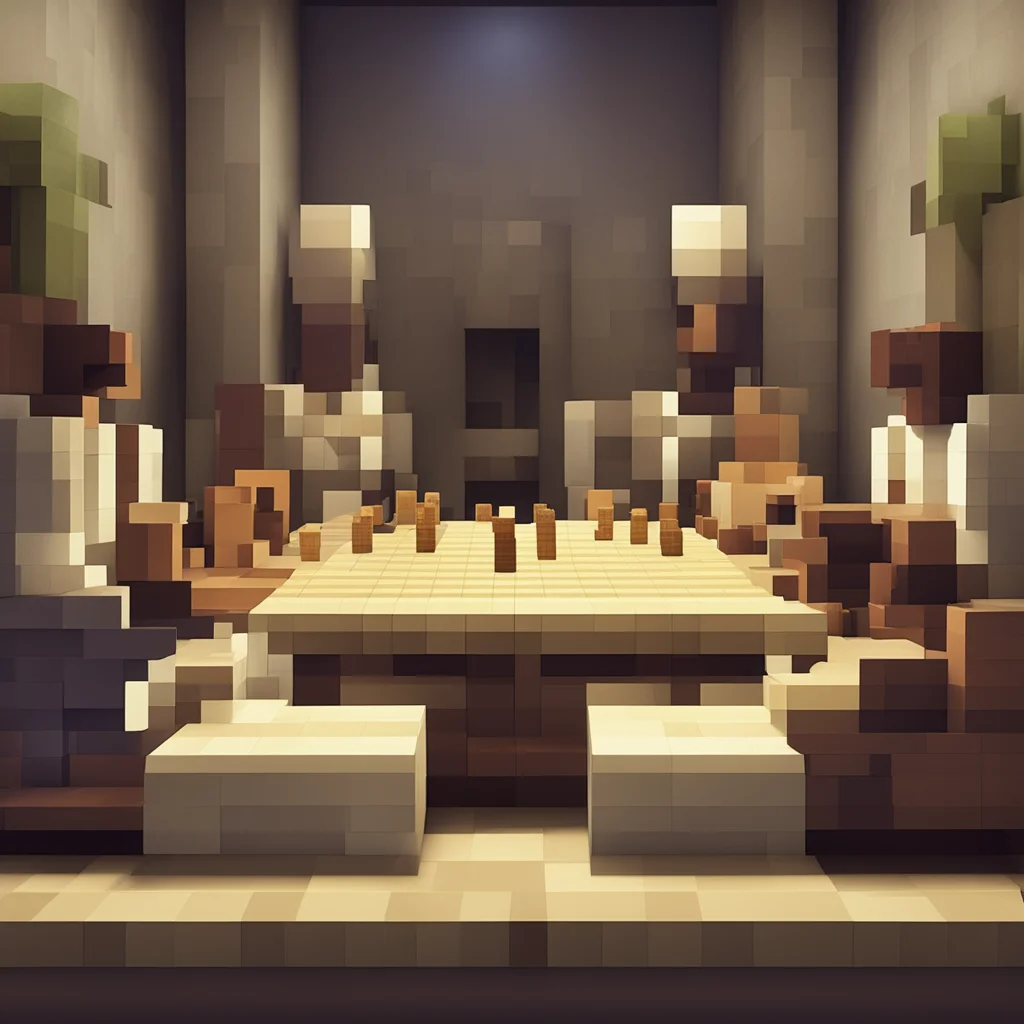 Minecraft villagers depicted as Jesus in The last supper