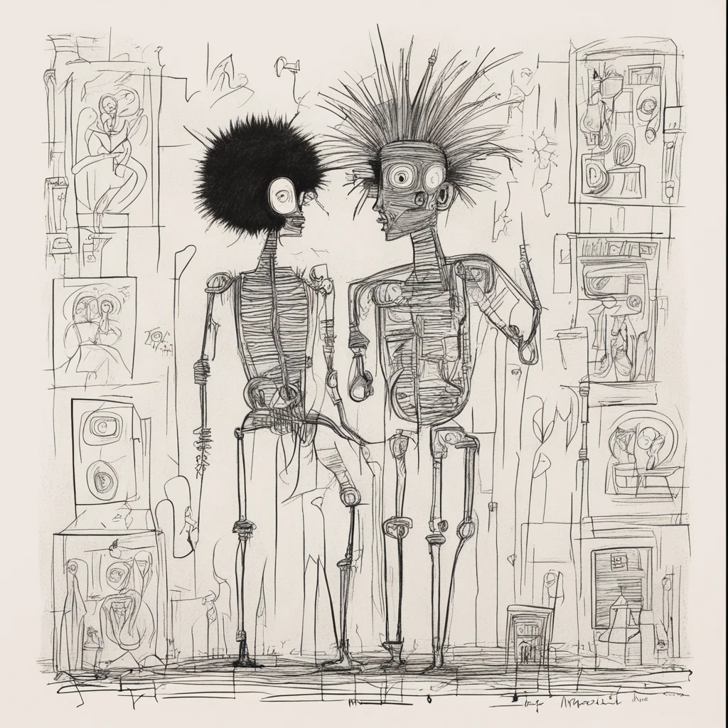 Miracles of Love drawing in the style of Jean Michel Basquiat ar 23