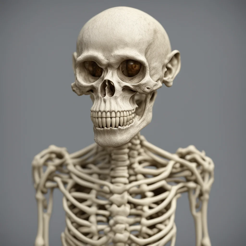 Monkey skeleton ivory texture portrait mode octane render 8k