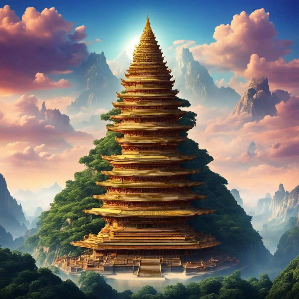 Mountain of Buddha religion decoration science fiction
