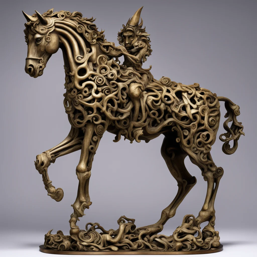 Mythical Beast sacred Centaur sculpture composed of bones ornate religious mythological bronze