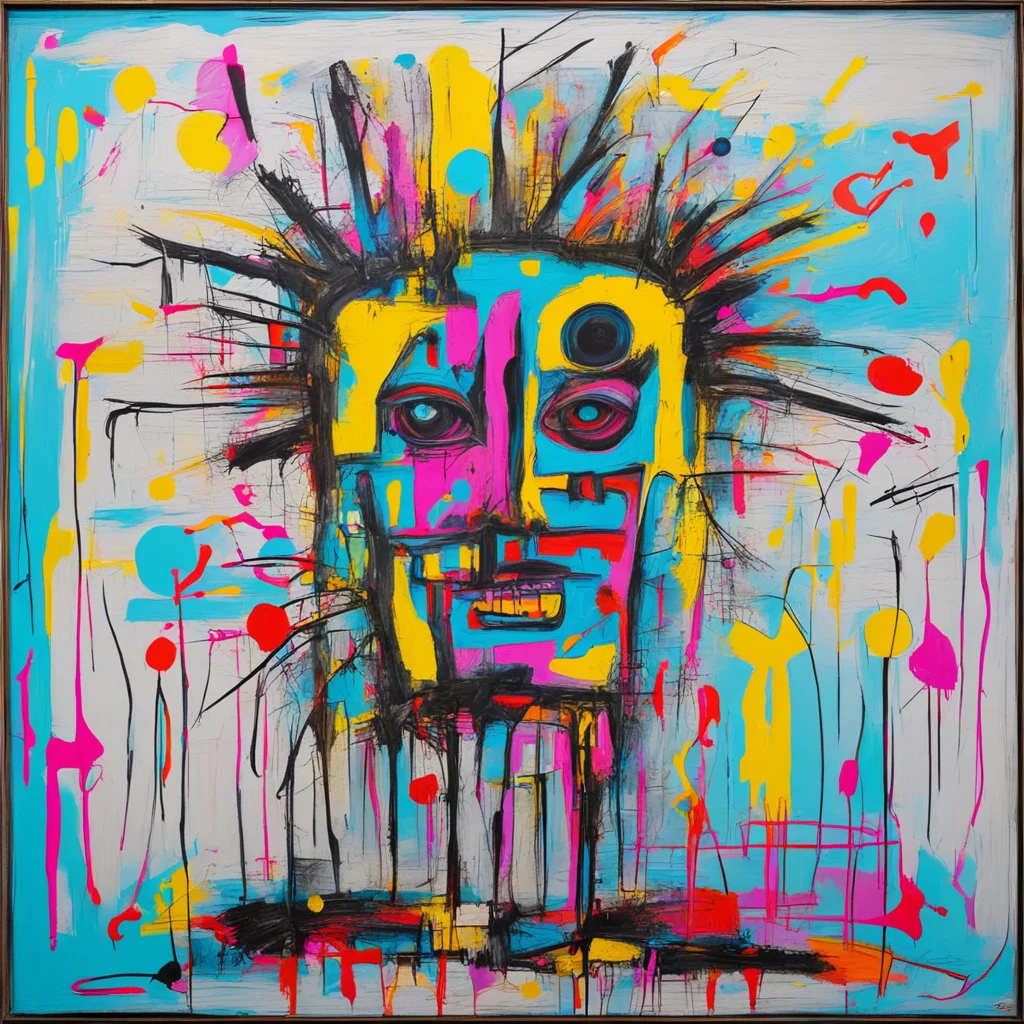 Ode to Pathological Morphism neo expressionist oil painting in the style of Jean Michel Basquiat —no text ar 23