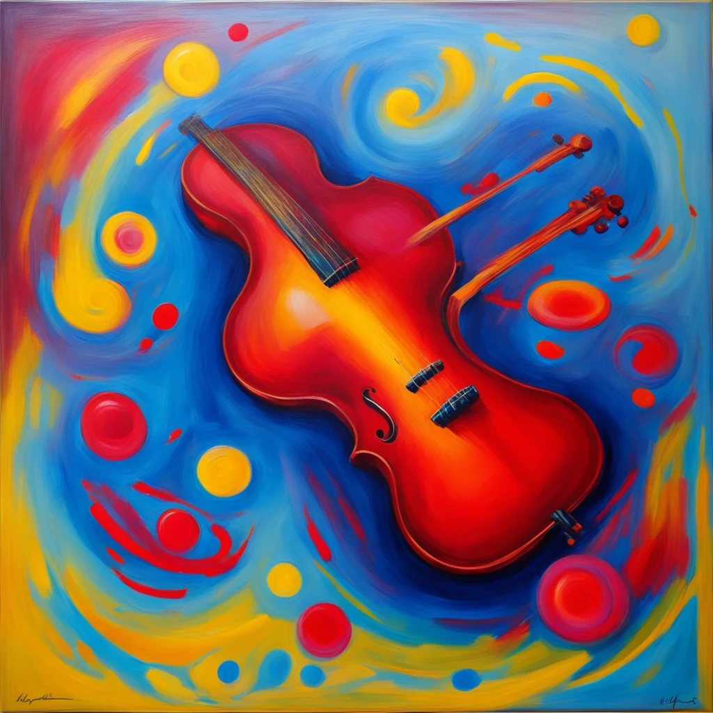 Oil paints “My magical person in the form of a violin The dancing horse and spinning toy tops are marvellous” The simple
