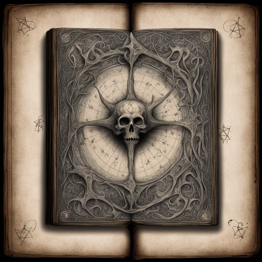 Old scary book book of spells arcane and demonic sigils