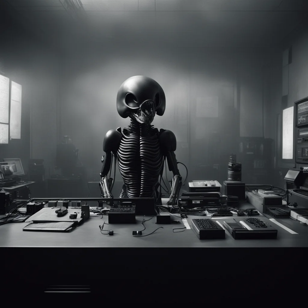 Photograph of xenomorph mickey mouse in the proud boys in alien film in chernobyl control room80s fog atmospheric creepy