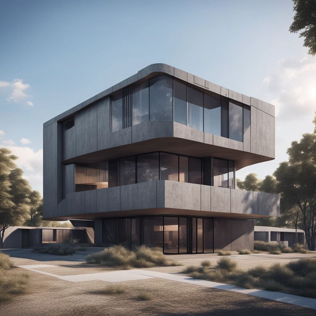 Photorealistic Arcitectual rendering of a cyber house in a deserted town  Octane render  8k post processing trending on 