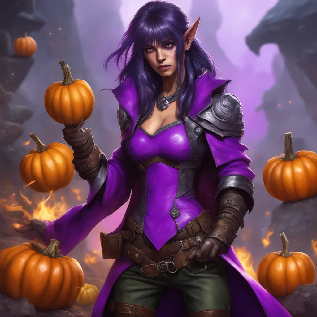 Photorealistic octane 8k Mountain Beautiful Purple Skinned Blade Mage girl with Black Hai Bangs and small orc tusks Book