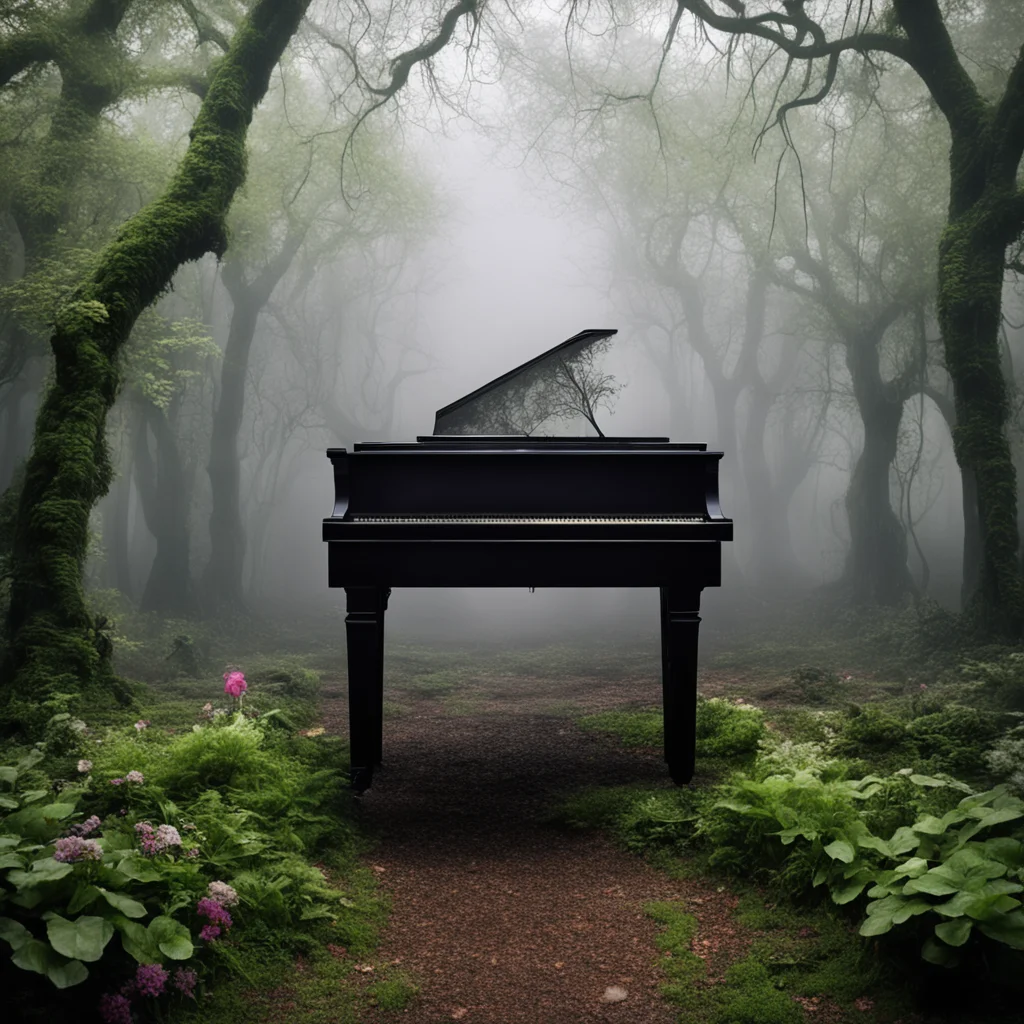 Piano Player in a Sinister Silent Garden Forgotten in the Smoke of Time by Mariusz Lewandowski Bastien Lecouffe Deharme 