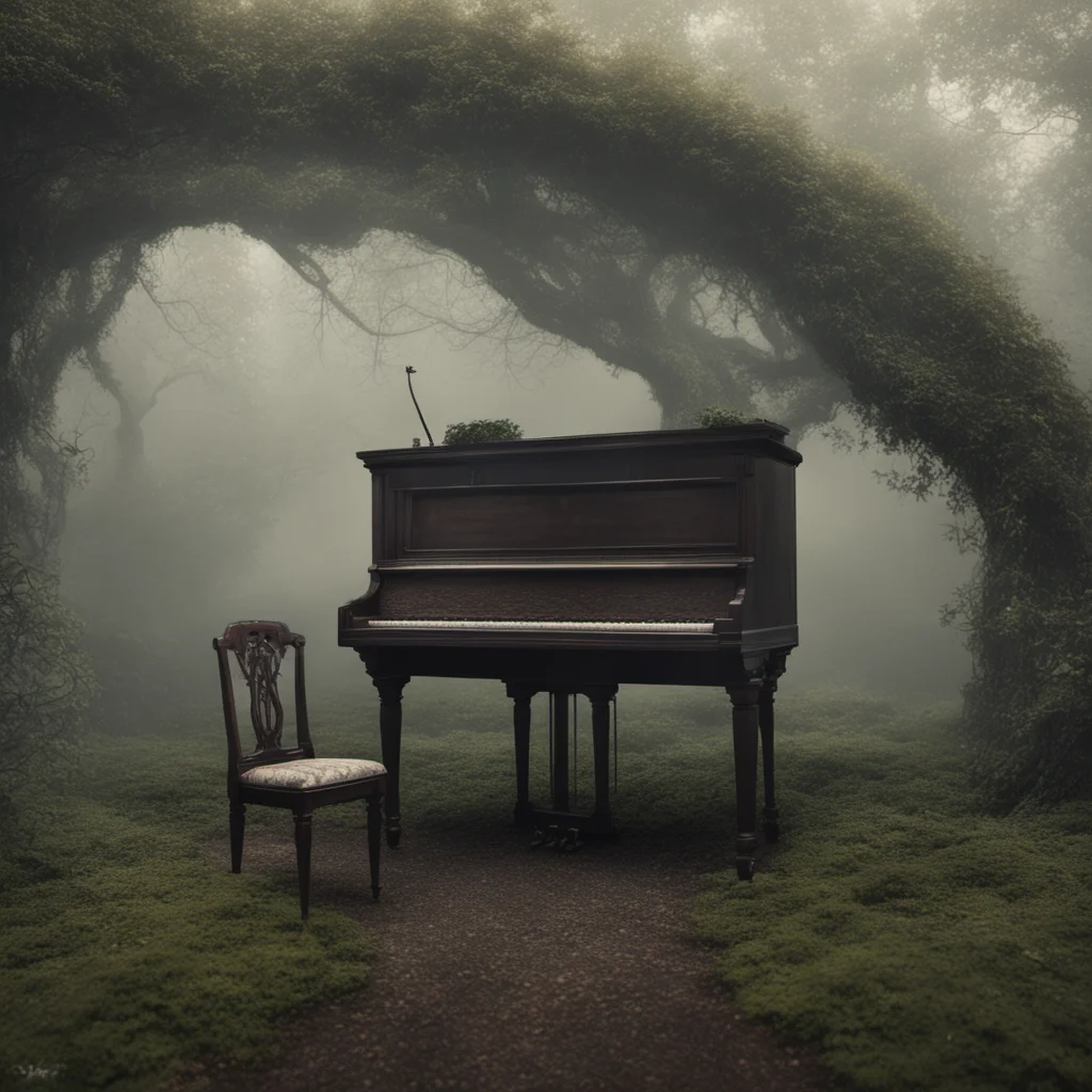 Piano Player in a Sinister Silent Garden Forgotten in the Smoke of Time by Mariusz Lewandowski Bastien Lecouffe Deharme Chiharu Shiota and Raffaello Ossola e