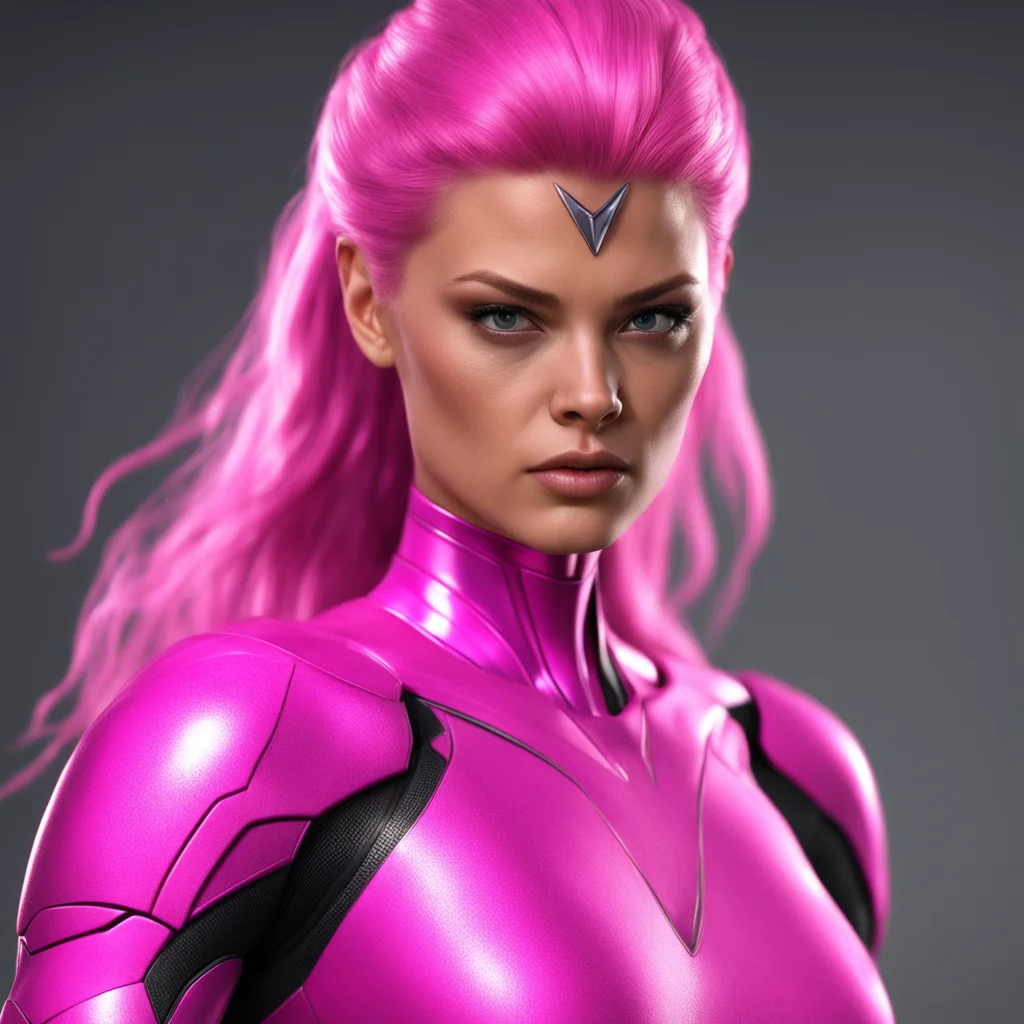 Pink Warrior Princess with fine facial features and athletic posture by artist Alex Ross for the Avengers Marvel cinemat