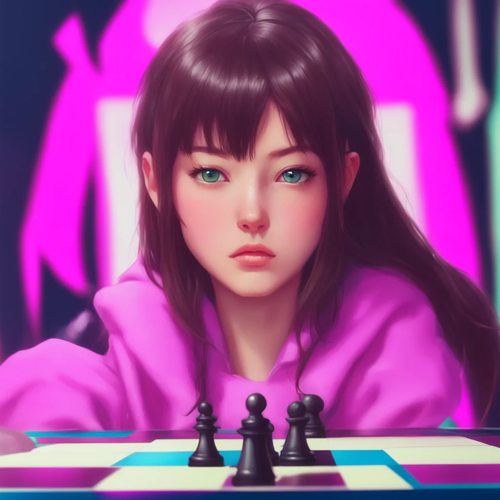 Portrait by Ilya Kuvshinov of a beautiful dva with a symmetrical face in deep concentration over a chess board Trending 