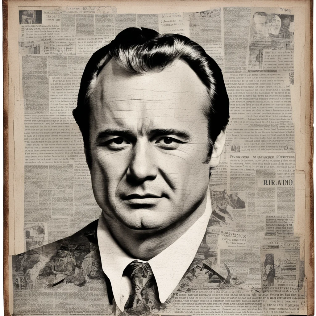 Portrait of Marlon Brando mixed media collage newspapers papercraft origami photograph