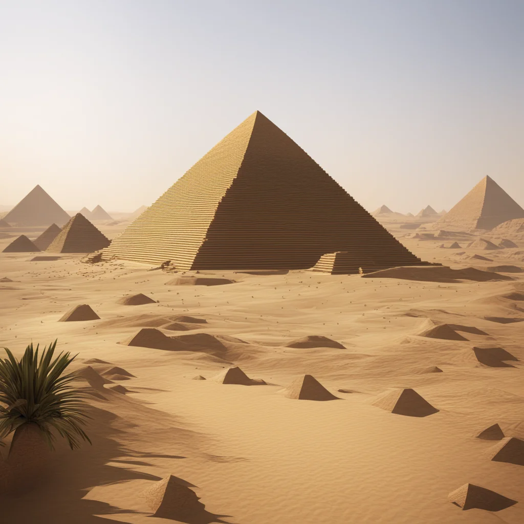 Pyramids by the Nile cinematic ultra realistic Egyptian scenery muted colors Higly detailed epic composition environment