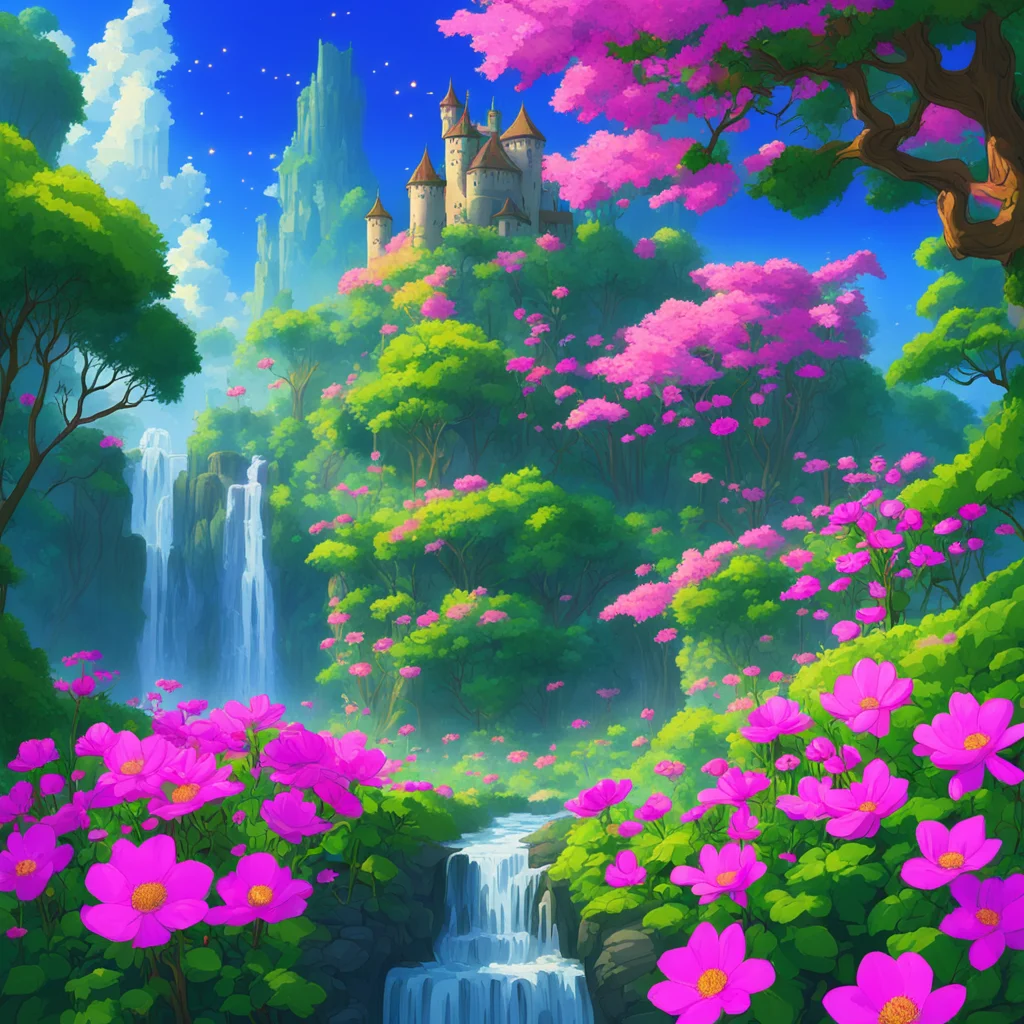 Rose castle Fireflies Ascending series of tiered gardens wide variety of flowers trees shrubs and vines Waterfall Dramat